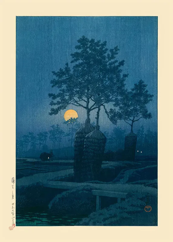 Limited Edition Full Moon at Gamo by Hasui Kawase