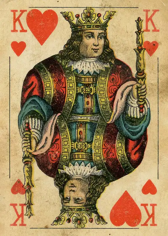 Vintage Playing Card Print - King of Hearts Direct From Manufacturer