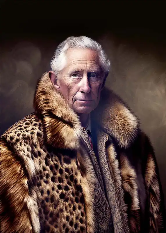 King Charles III Leopard Fur Coat Print Low Price