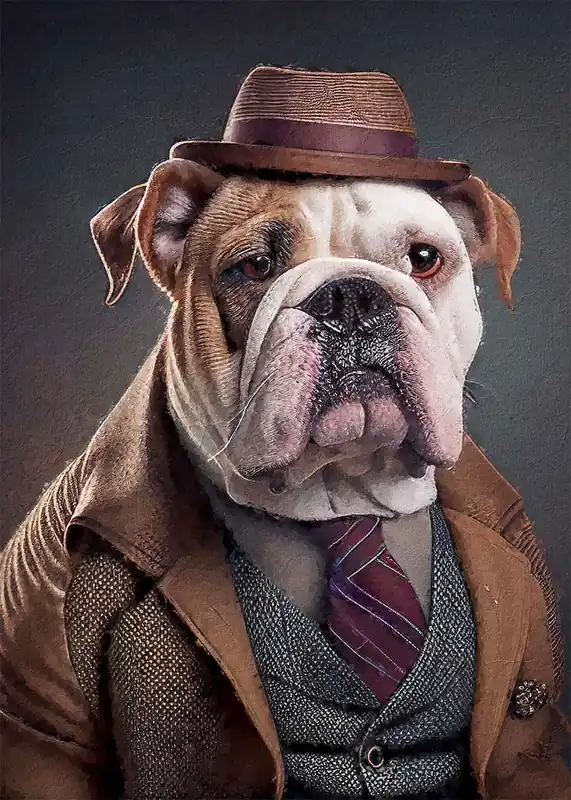 Secure Checkout English Bulldog Animal Head Portrait Print