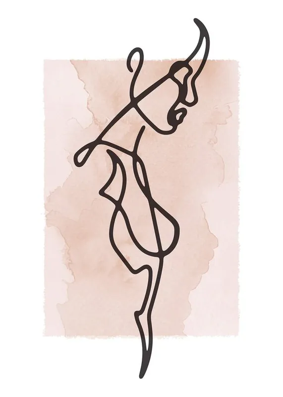 Female Side Study Line Art Watercolour Print Shop Now