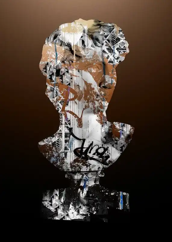 Statue 2 Graffiti Print Cheap