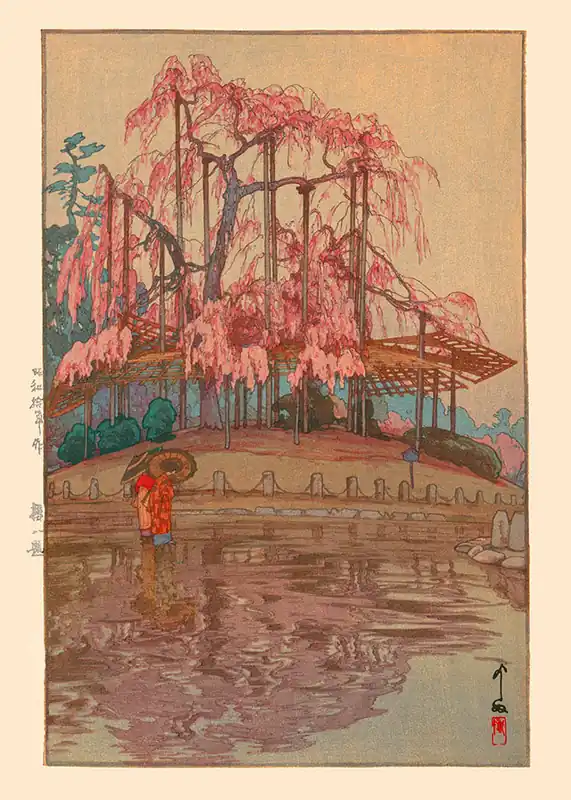 Latest Cherry Blossoms Spring Rain by Yoshida Hiroshi