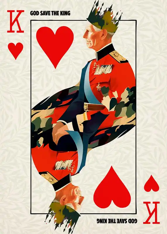 Direct From Factory King Charles III Playing Card King of Hearts Print