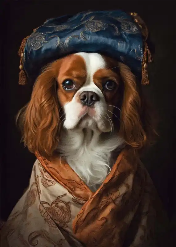 Crafted King Charles Spaniel Tan Dog Portrait Print