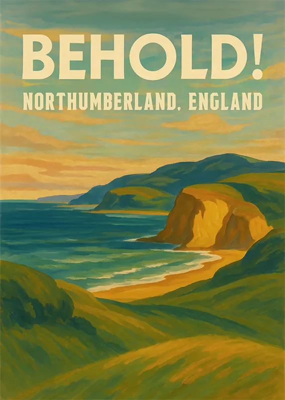 Exclusive Behold Northumberland Railway Style Vintage Poster Print