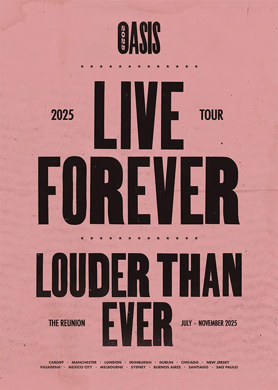 Oasis Tour Poster Print 2025 Pink Mega Sale