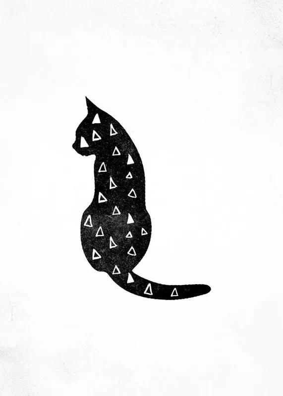 One Day Deal Cat Silhouette Triangles Print