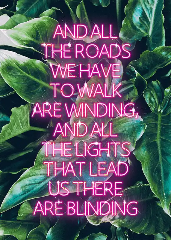 Wonderwall Oasis Lyrics Leaf Background Print Seasonal Sale
