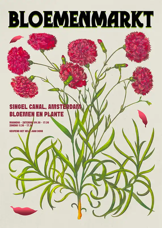 Limited Time Amsterdam Bloemenmarkt Flower Market Pink Flowers Print