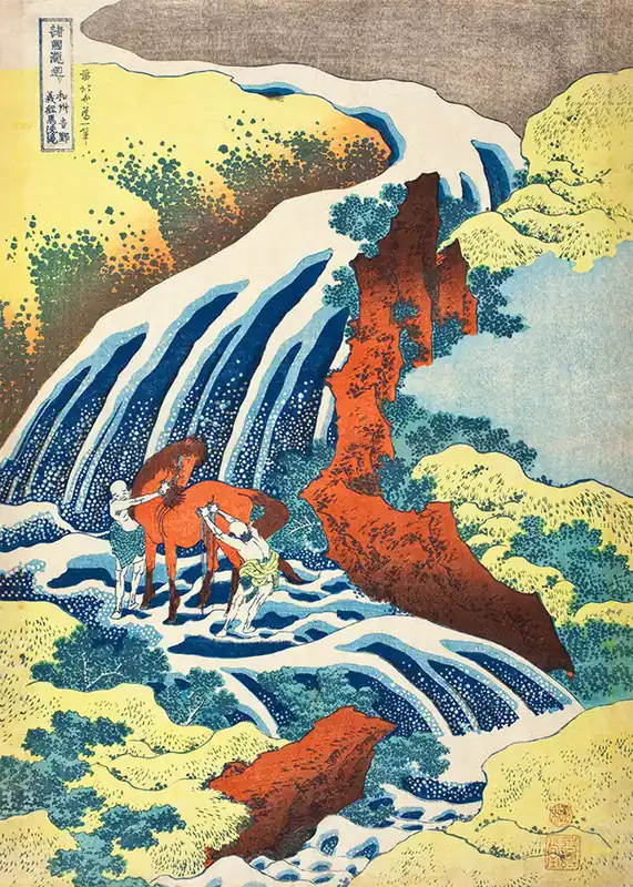 The Yoshitsune Horse-Washing Falls at Yoshino by Katsushika Hokusai Professional Grade