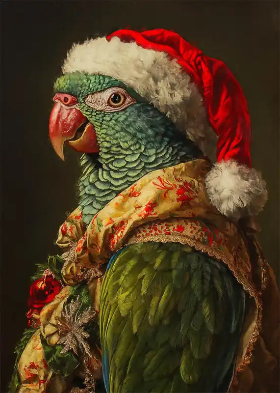 Christmas Parrot Animal Portrait Print Wholesale