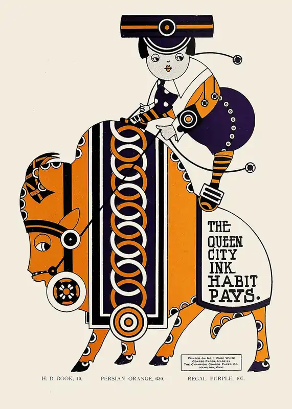 Queen City Printing Inks Vintage Poster - Bull Print Popular