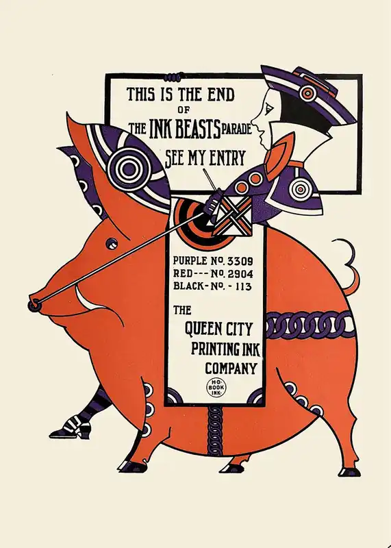 Get Yours Queen City Printing Inks Vintage Poster - Pig Print
