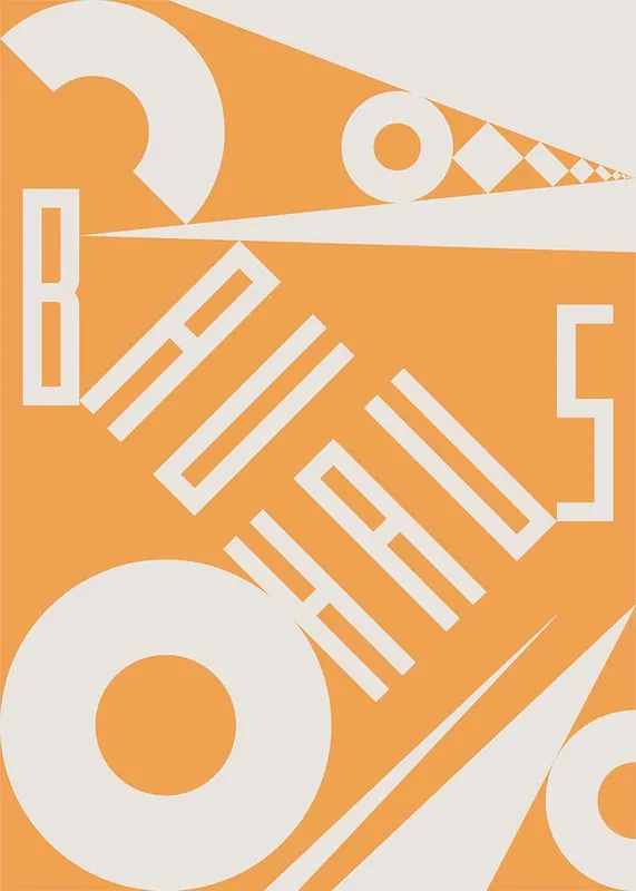 Bauhaus Sharp Angled Letters Orange Print Free Returns