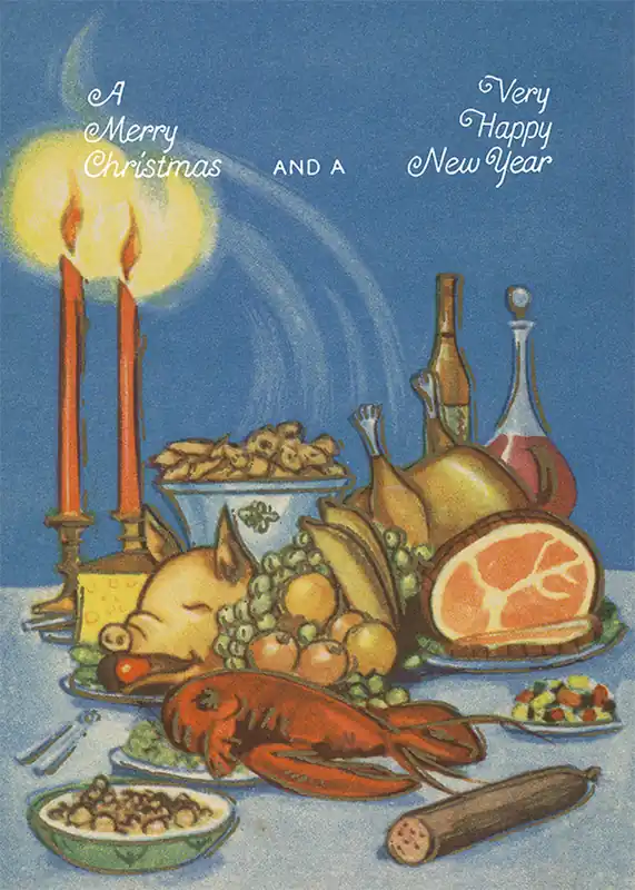 Flash Sale Vintage Christmas Feast Poster Print