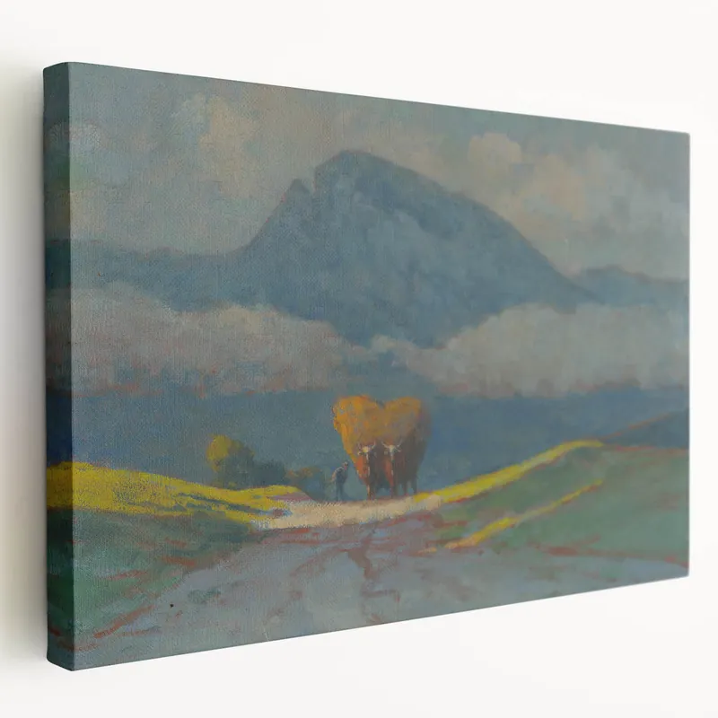 Modern Wall Art Print - Hay Weighing by Csordák - Tranquil Landscape Decor Budget