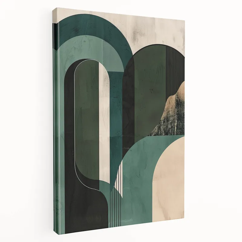Minimalist Abstract Geometric Wall Art in Green Tones - Modern Decor Authentic