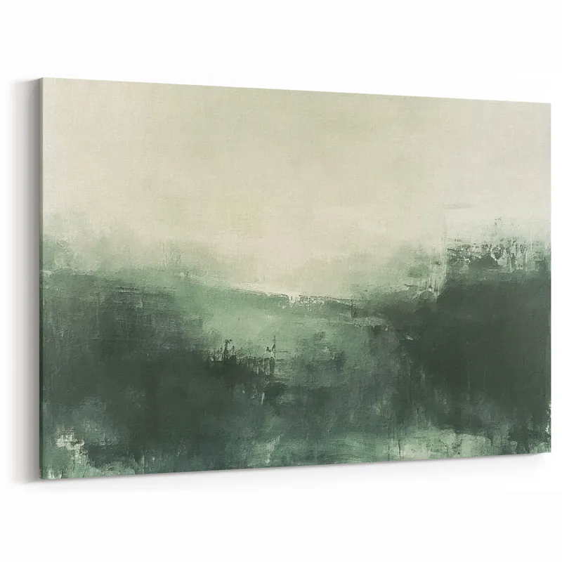 Modern Landscape Abstract - Deep Green Misty Landscape Wall Art Special Offer