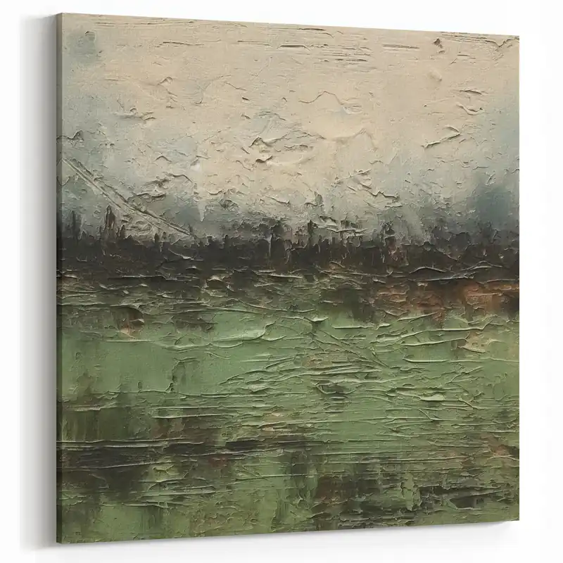 Buy Direct Textured Forest Green Landscape - Moody Abstract Canvas Wall Art