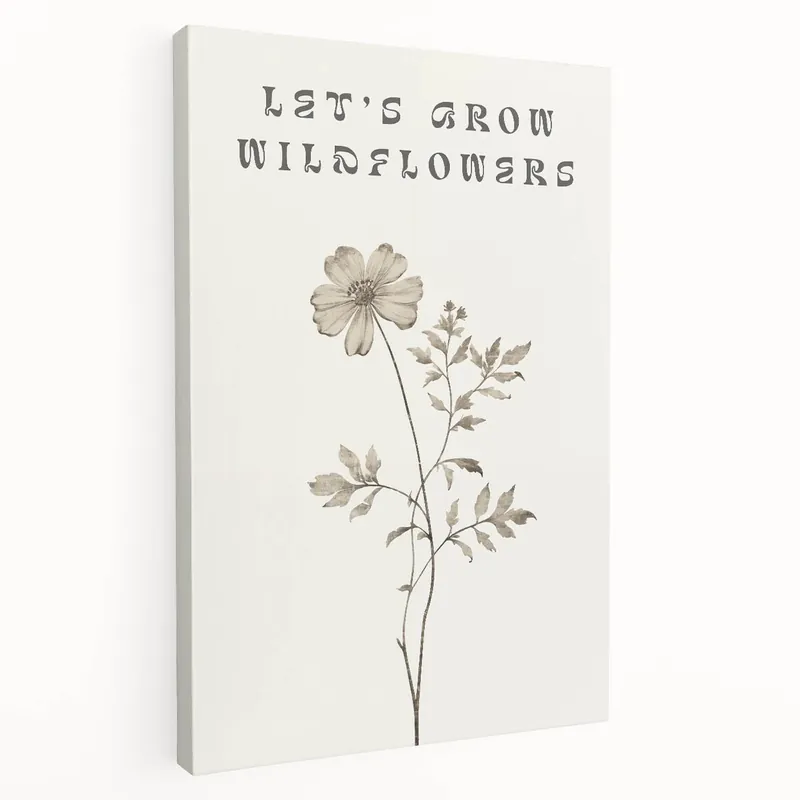 Minimalist Botanical Art: "Let’s Grow Wildflowers" Modern Floral Print Buy Today