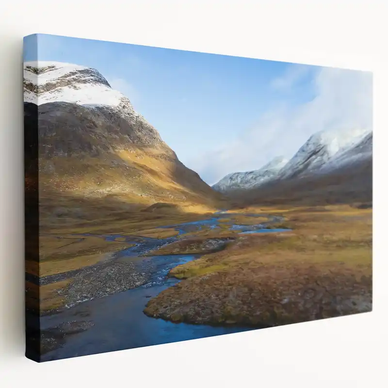 Swedish Landscape Art - Majestic Mountain Valley with River Nordic Scenery Free Shipping