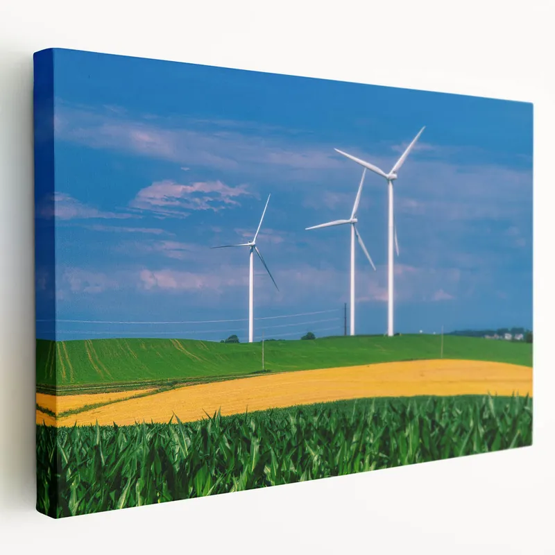 Weekend Sale Nebraska Nature Art - Wind Turbines Panoramic Nebraska Canvas Prints