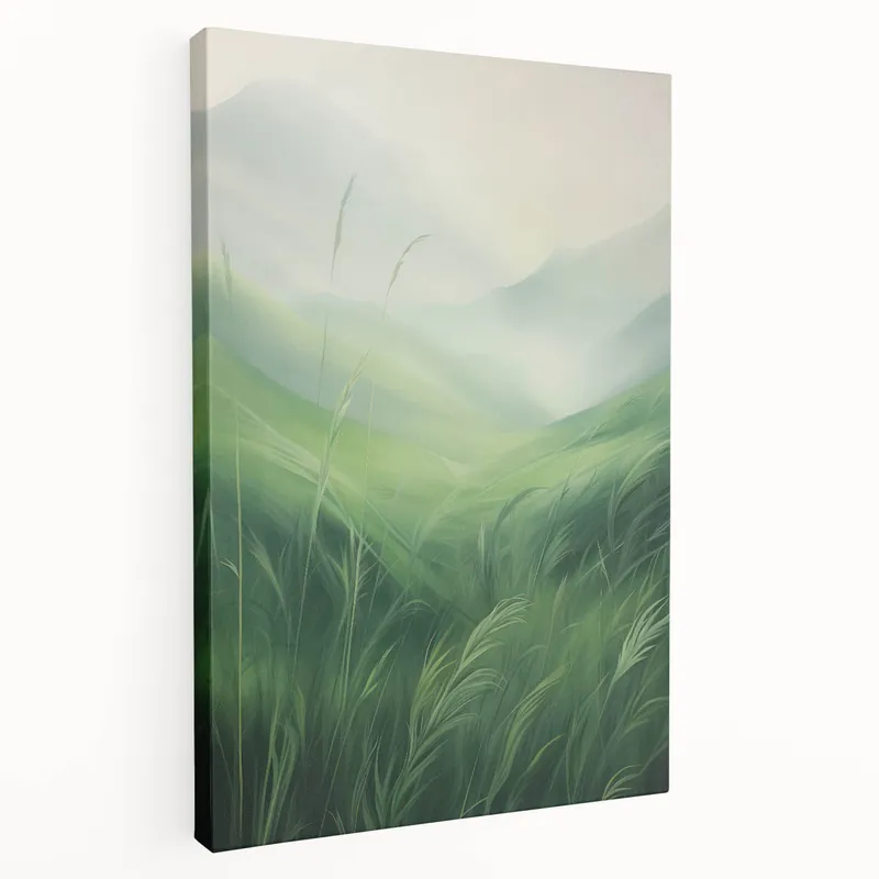 Misty Green Electric Art Canvas – Serene Nature Landscape Wall Decor Original