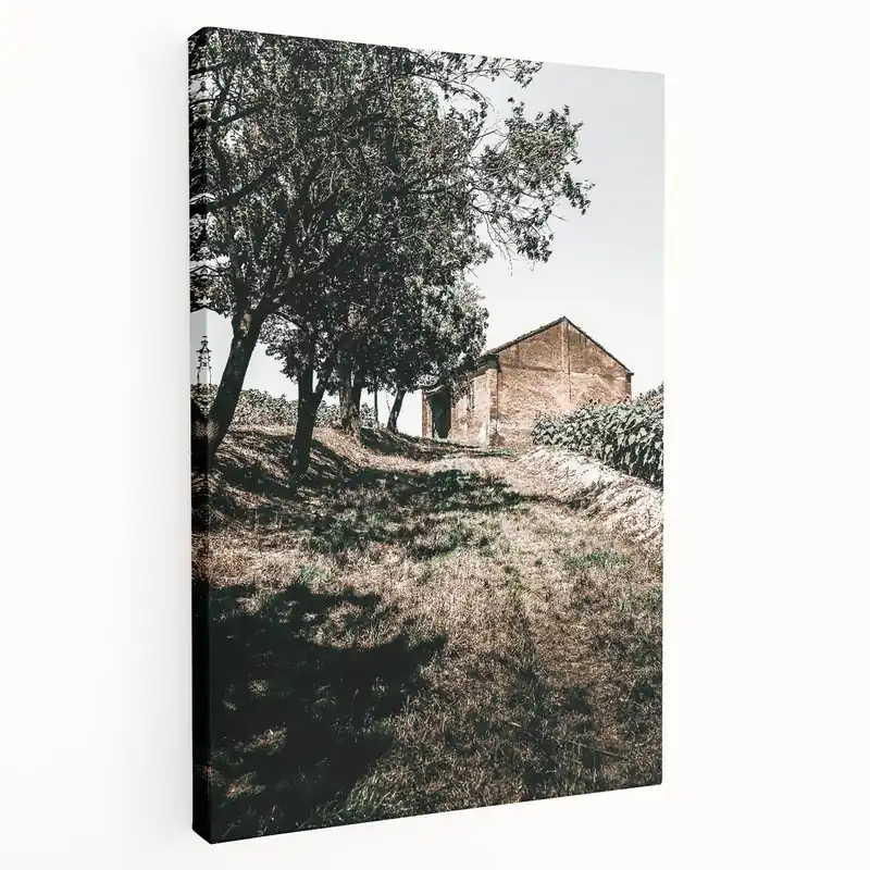 Bargain Farmhouse Wall Art - Rustic Barn and Pathway Under Trees for Country Decor