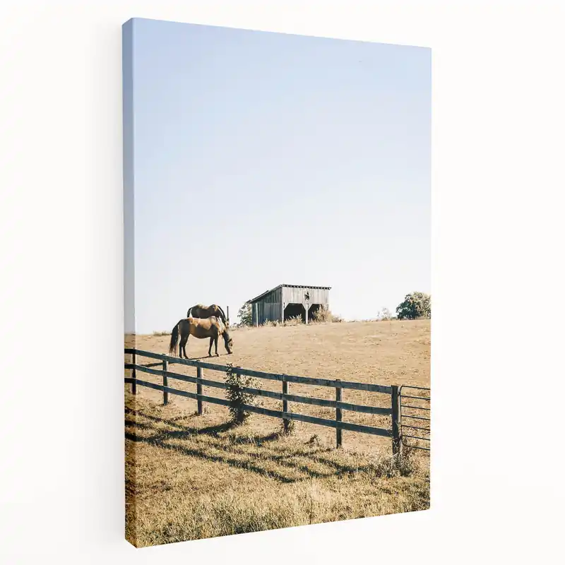 Farmhouse Wall Art Horses Grazing Print | Rustic Country Barn Decor Buy Direct