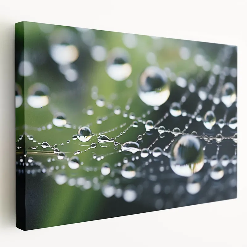 Intricate Water Droplets on Spider Web - Nature Close-Up Wall Art Decor Deal