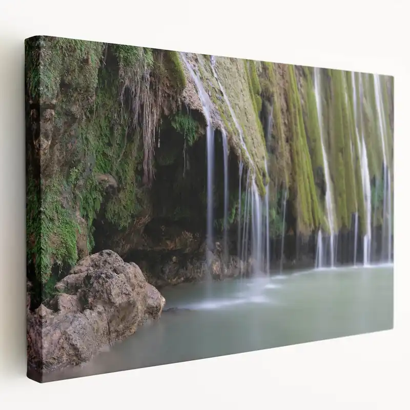 Dominican Republic Wall Art - Tranquil Waterfall in Lush Green Scenery Super Sale
