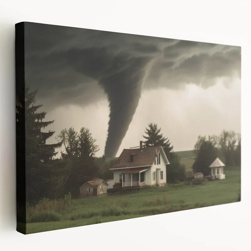 Limited Time Tornado Approaching Farmhouse - Earthy Phenomena Wall Art Print