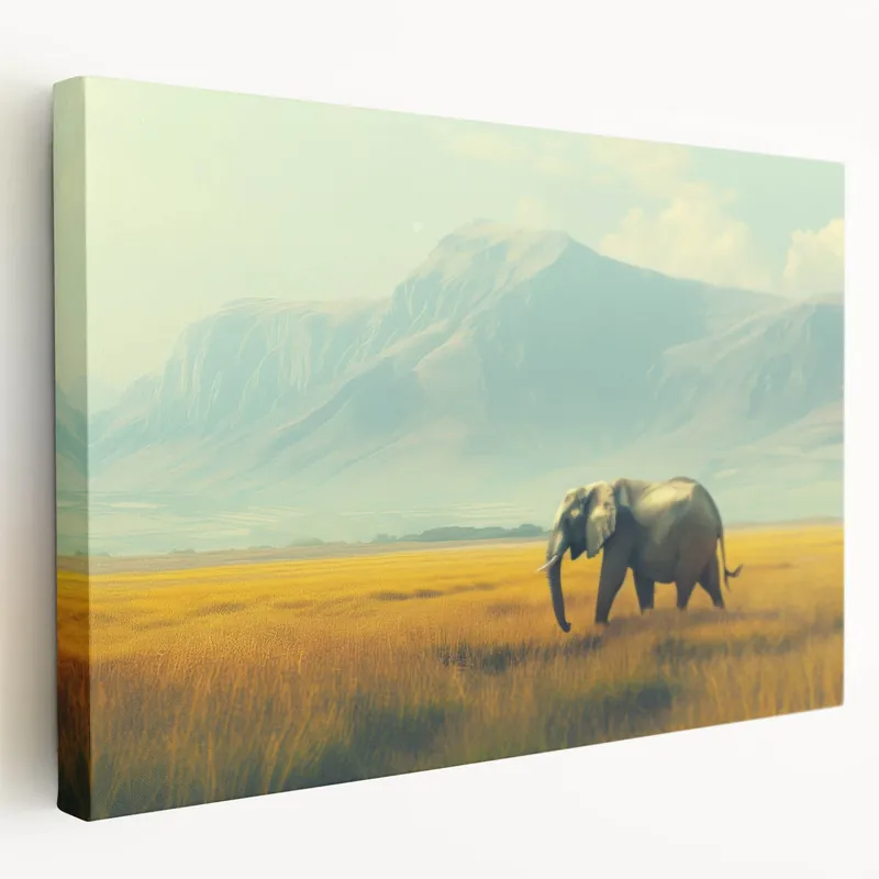 Majestic Elephant in Kenyan Savannah Wall Art - African Wildlife Print Big Sale