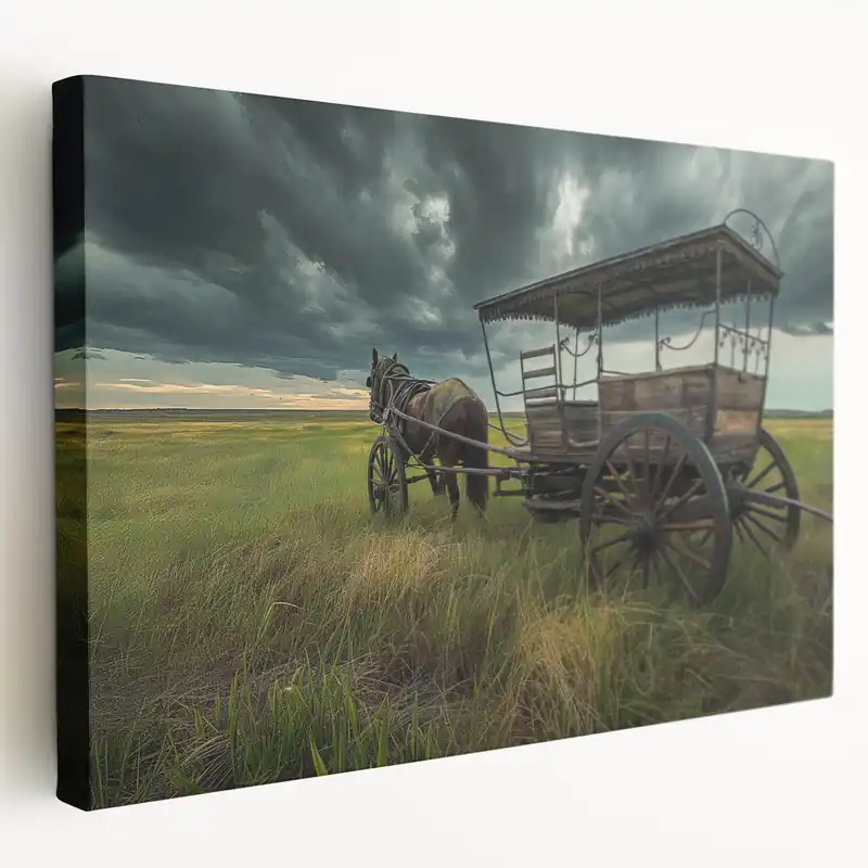 One Day Deal Rustic Horse-Drawn Wagon Wall Art - Vintage Service Vehicle Canvas Print