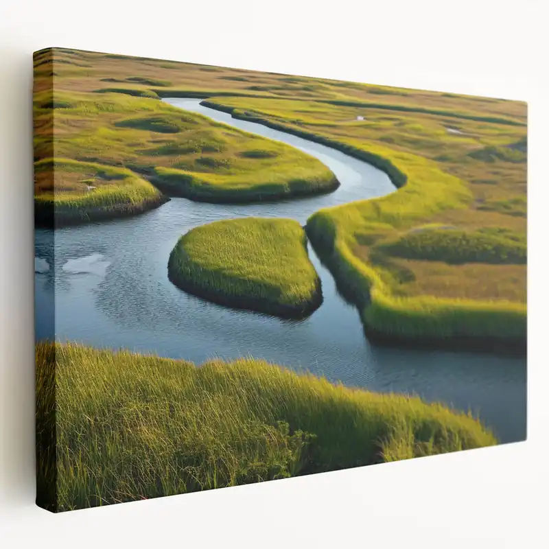 Winding River Through Marshland - Scenic Swamp and Marsh Canvas Prints New Release