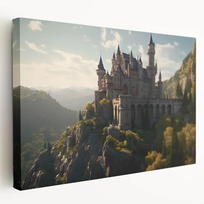 Fast Shipping Mountain Castle Wall Art - Majestic Castle Print in Scenic Landscape