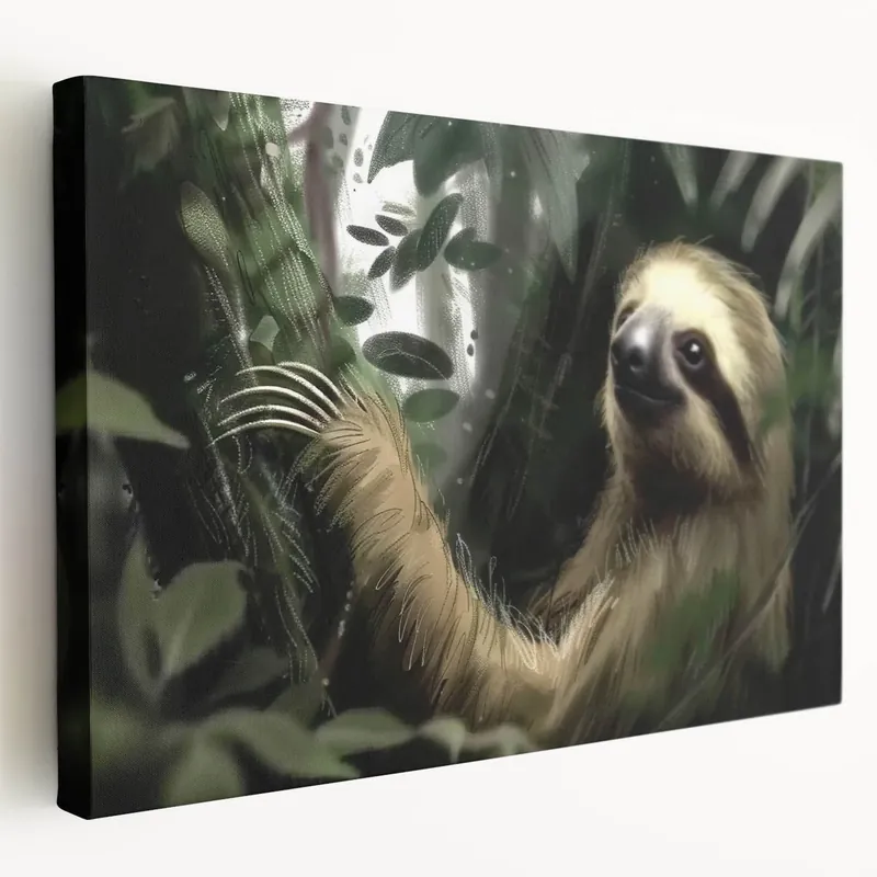 Gentle Sloth Jungle Art - Tranquil Wall Decor for Nature Lovers Place Order