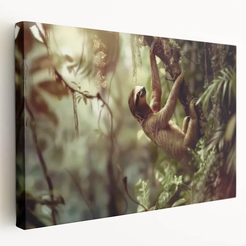 Peaceful Sloth in Nature - Jungle-Themed Wall Art for Relaxed Decor Worldwide Shipping