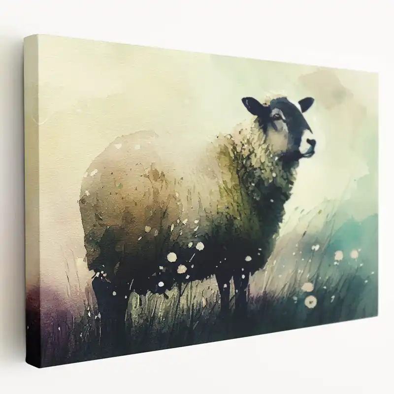 Get Yours Watercolor Sheep Wall Art - Serene Farm Animal Canvas Print