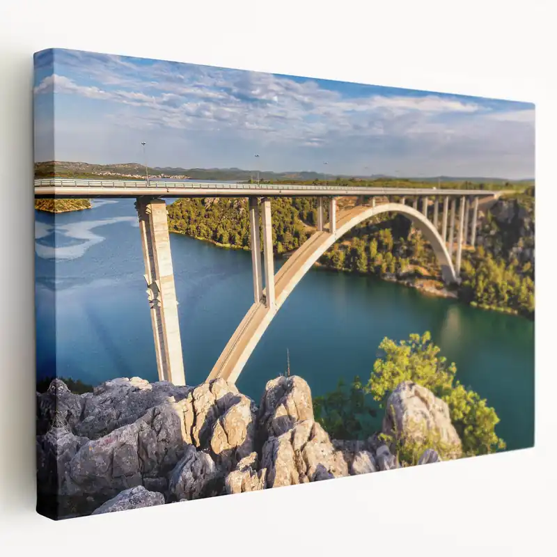 Clearance Arch Bridge Over River Wall Art - Scenic Landscape Canvas Prints