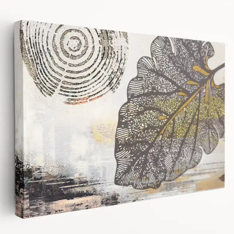 No Minimum Order Nature-Inspired Abstract Art with Leaf, Ring, and Earthy Tones
