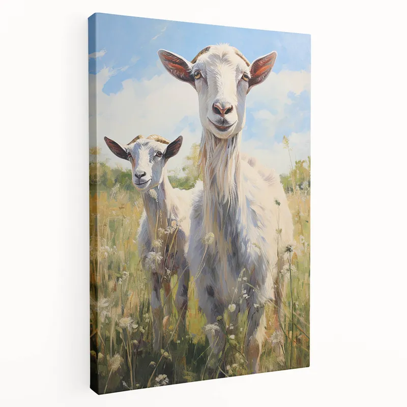 Serene Goat Duo Wall Art - Canvas, Framed & Acrylic Print Options Sale