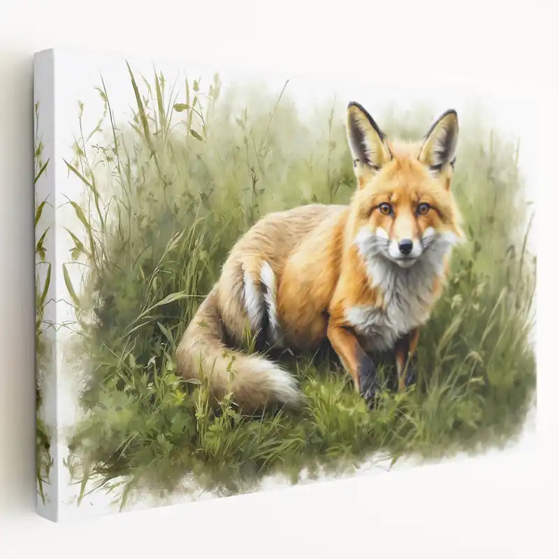 Fox Canvas Print - Rustic Woodland Art Decor Budget