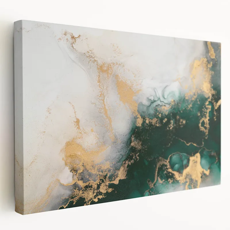 Popular Luxurious Abstract Line Art | Gold and Green Strokes Canvas