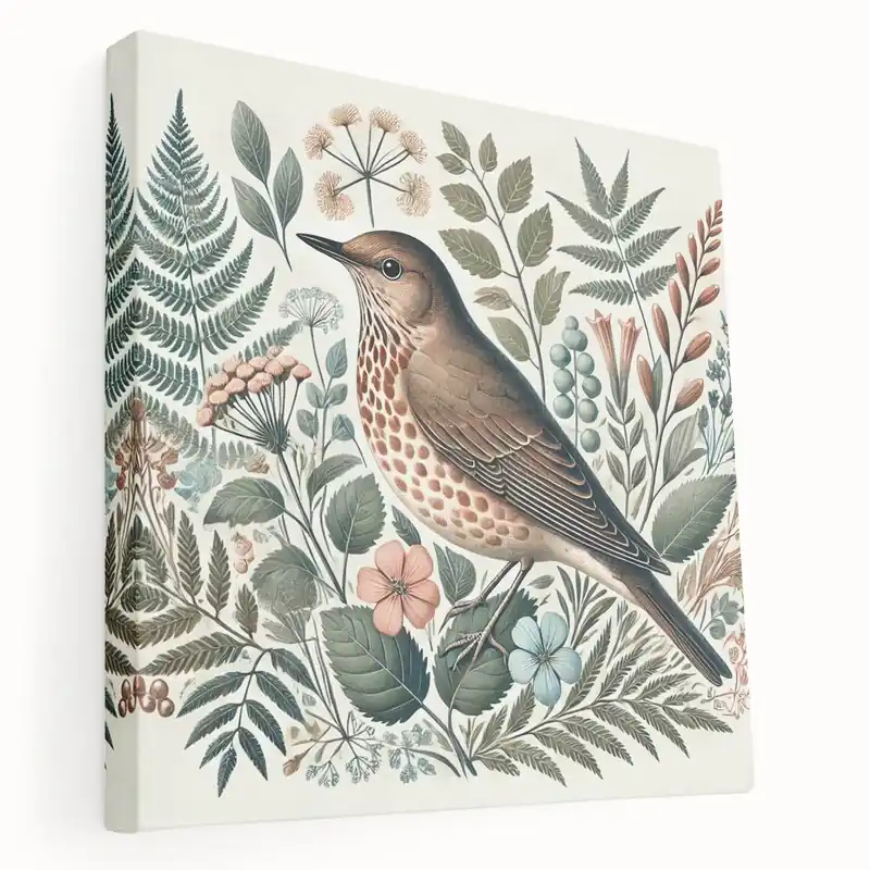 Botanical Garden Birds Wall Art - Songbird and Floral Canvas Decor Limited Offer