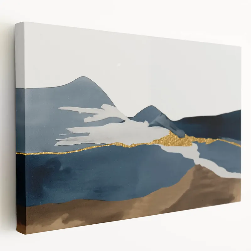 Golden Sunset and Abstract Strokes Art Canvas Viral