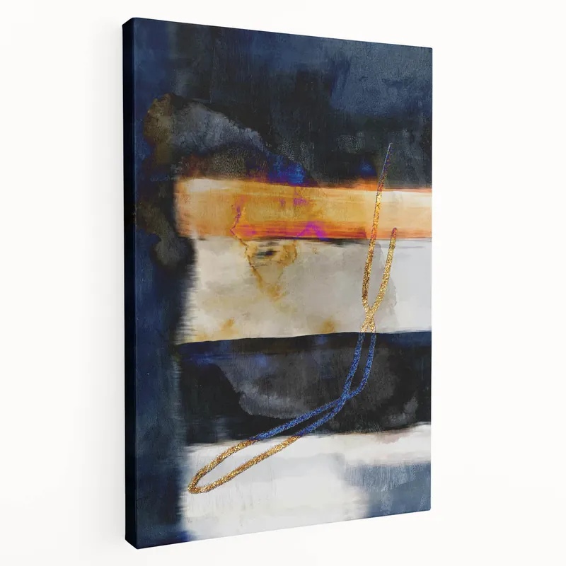 Bulk Order Timeless Textures Abstract Wall Art – Navy, Ochre, and Gold Layers