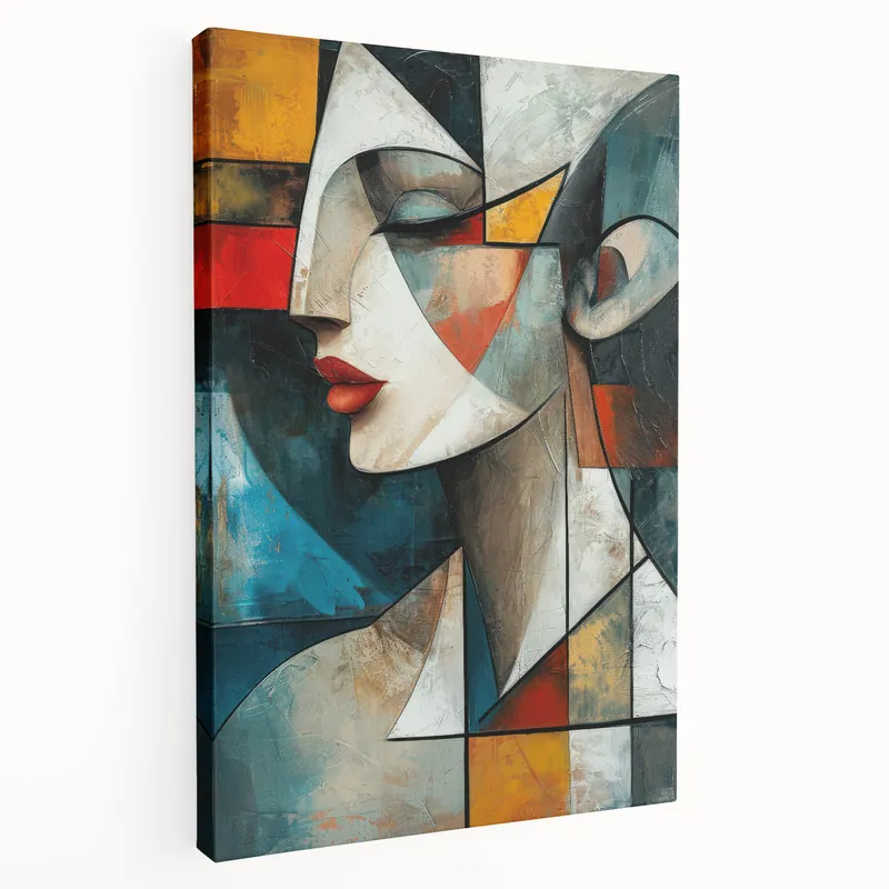 Save Now Vibrant Geometric Abstract Face | Modern Figurative Wall Art Canvas