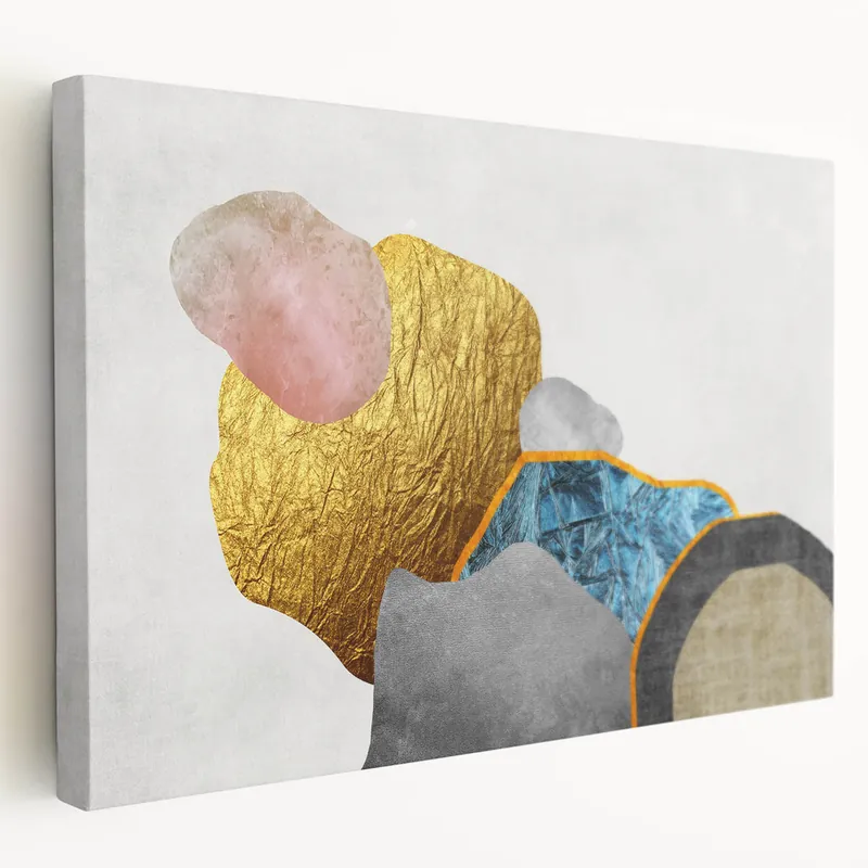 Hot Deal Vibrant Geometric Abstract Art with Gold & Pink Accents | Wall Décor